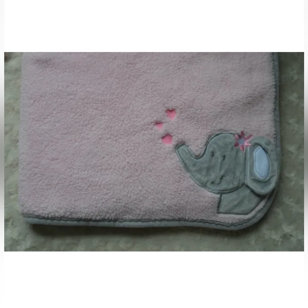 Baby Gear Elephant Blanket Pink Gray Hearts Flower Soft Plush Security Lovey